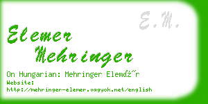 elemer mehringer business card